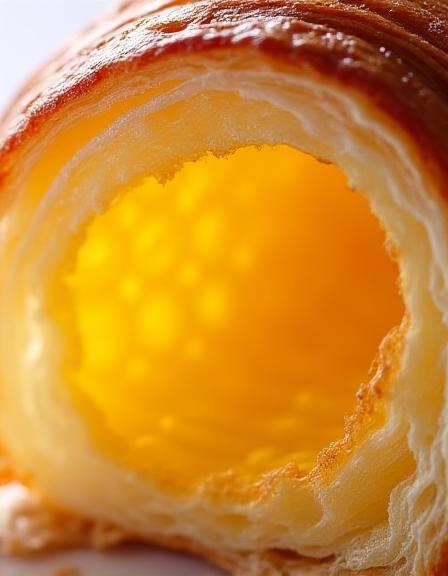 Tværsnit af en perfekt bagt croissant